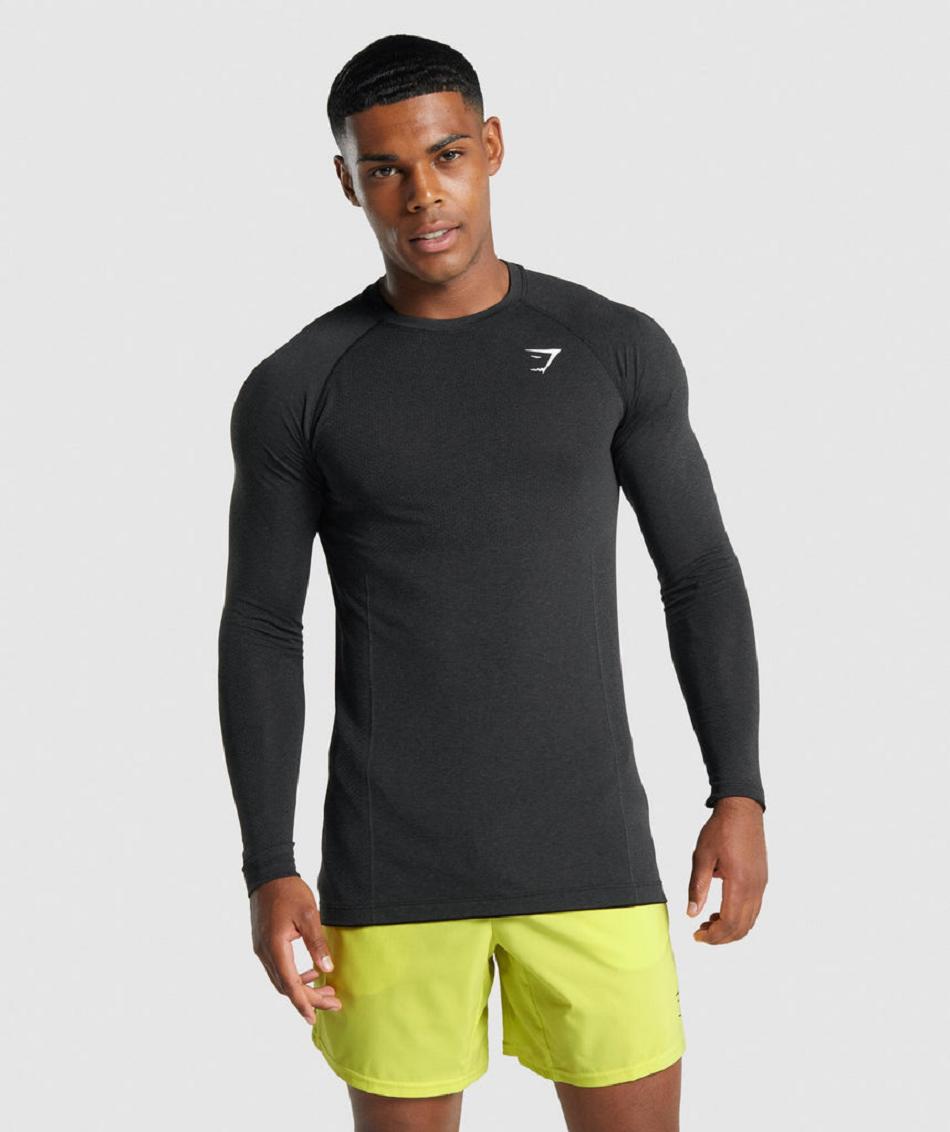 Long Sleeve Gymshark Vital Light Seamless Hombre Negras | CO 3517ZUT